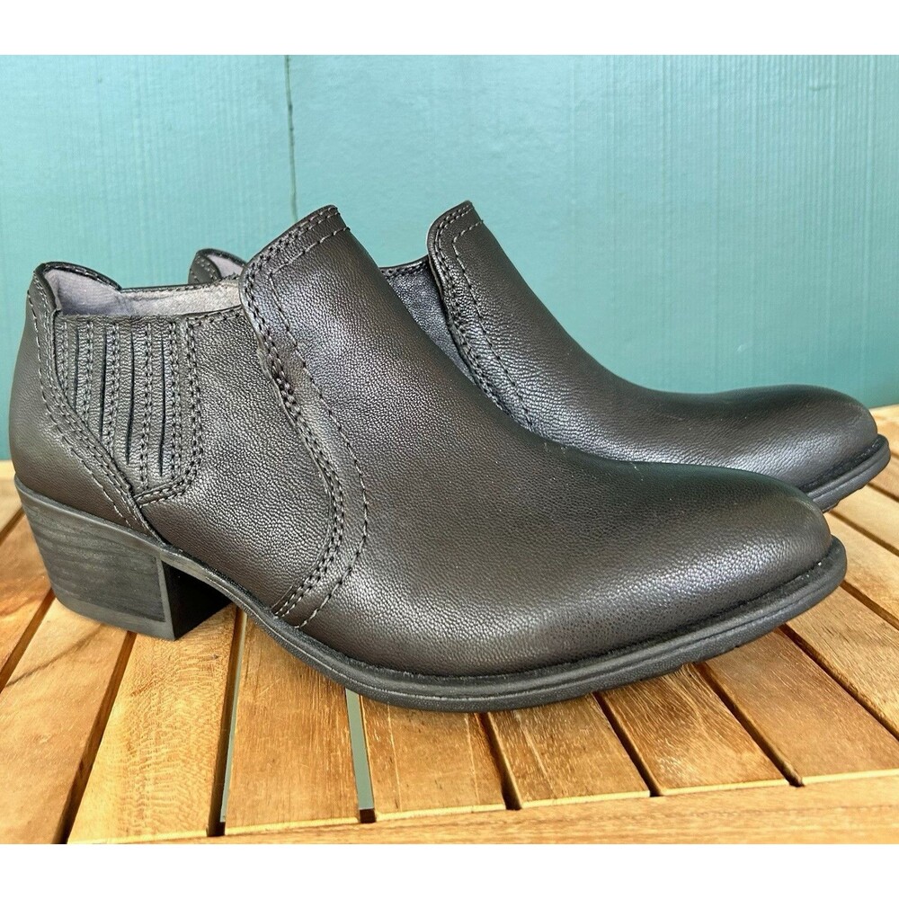 Earth Peak Peru Black Leather Ankle Bootie Boots Western Boho Comfort US 8